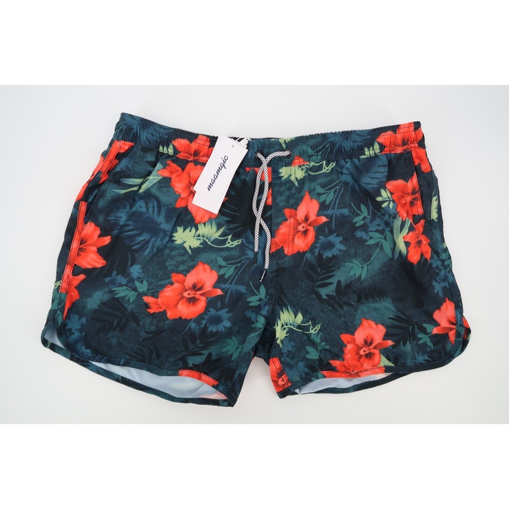 Maamgic Mens XXL Swim Trunks Shorts Multicolor Floral 4.5" Mesh Lining 2XL New